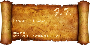 Fodor Titusz névjegykártya